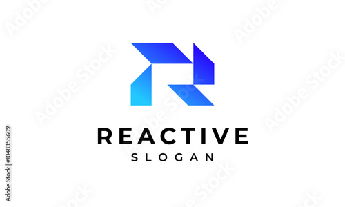 Blue Letter R Logo Design - Modern and Minimalist Geometric Shape