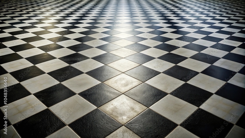 Naklejka premium tilted perspective of checkerboard chessboard in empty room