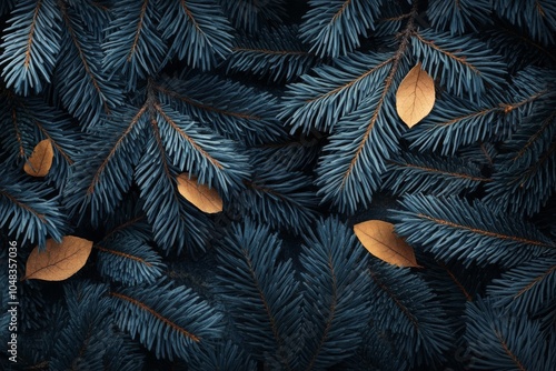 Dense blue fir tree foliage creating a calming natural backdrop during the wi...
