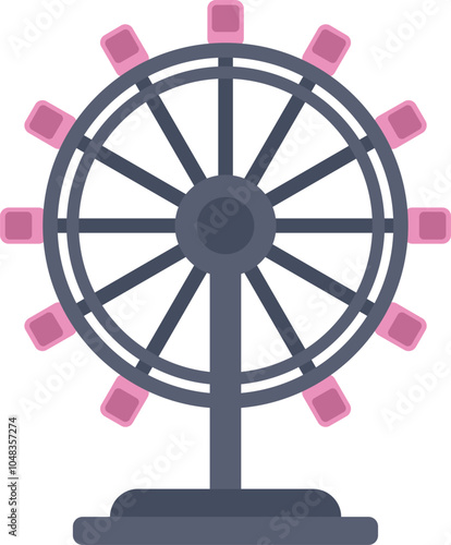 Minimalist vector illustration of a ferris wheel, isolated on white background