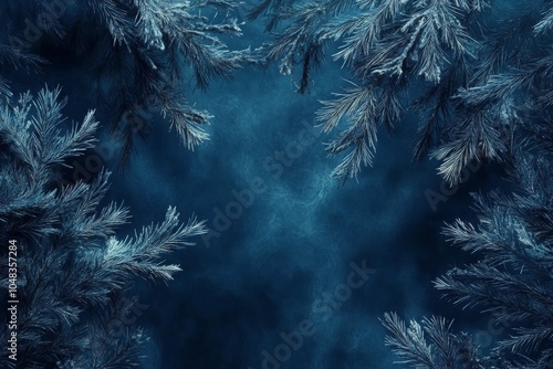 Dense blue fir tree foliage creating a calming natural backdrop during the wi...