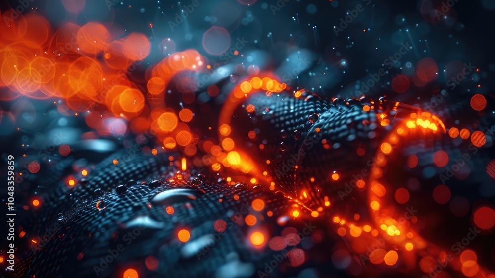 Abstract digital wave of glowing red and blue particles. Digital ...