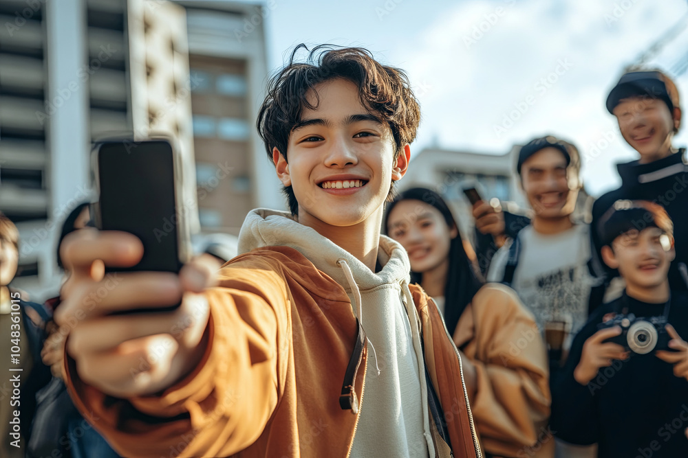 Obraz premium Gen Z individual experimenting with digital photography