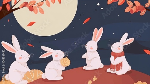 Mid-Autumn Festival Rabbit Cartoon - a charming and festive illustration. This cute rabbit brings joy and celebration to the traditional holiday.