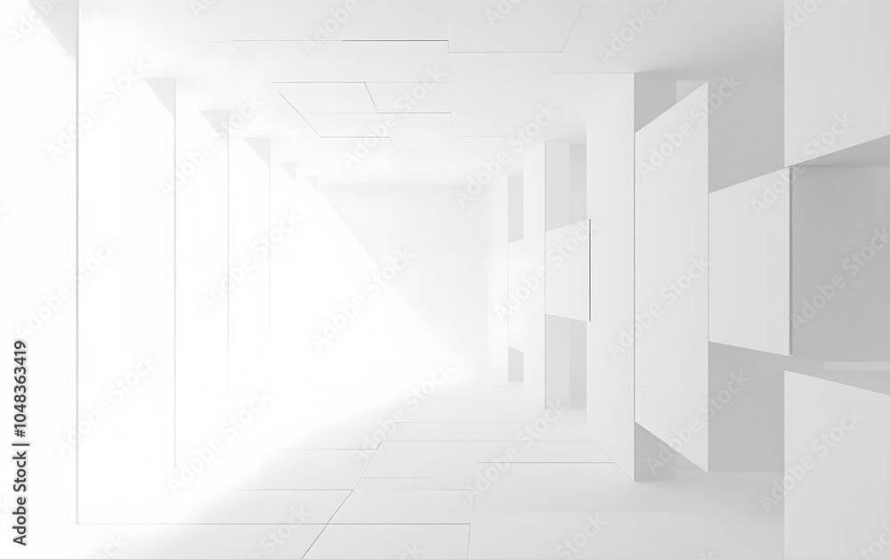 Obraz premium Geometric abstract white background from squares, 3d rendering.