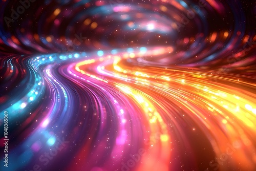 Vibrant multicolored light trails in dynamic motion capturing futuristic energy