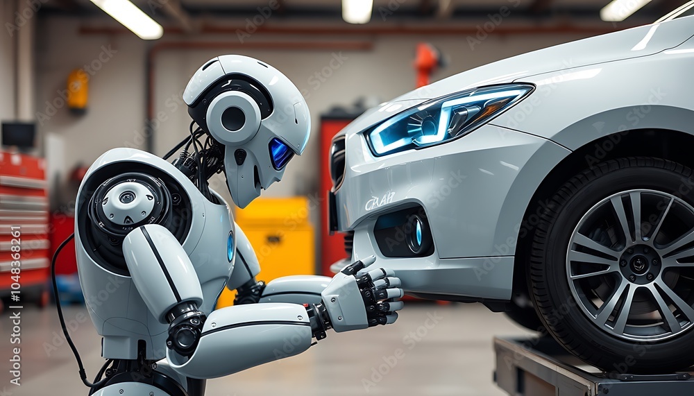 Robot inspecting car, Robot inspecting car,