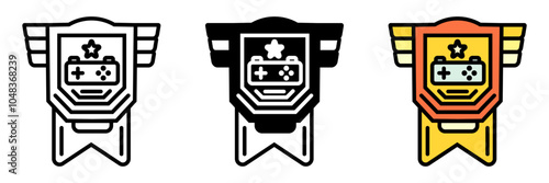 Achievement Badge Icon, A special badge awarded for completing milestones or challenges, displayed as a symbol of gaming accomplishments and progress.
