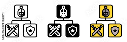Skill Tree Icon, A system for unlocking abilities or upgrades, visualized in branches, showing character growth and customization options.
