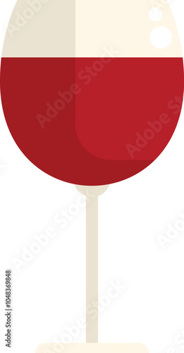 Minimalist vector illustration featuring a glass containing red wine