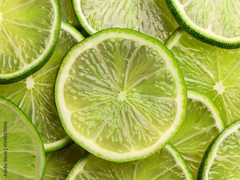 Fresh juicy lime slices as background, top view Fresh juicy lime slices as background, top view