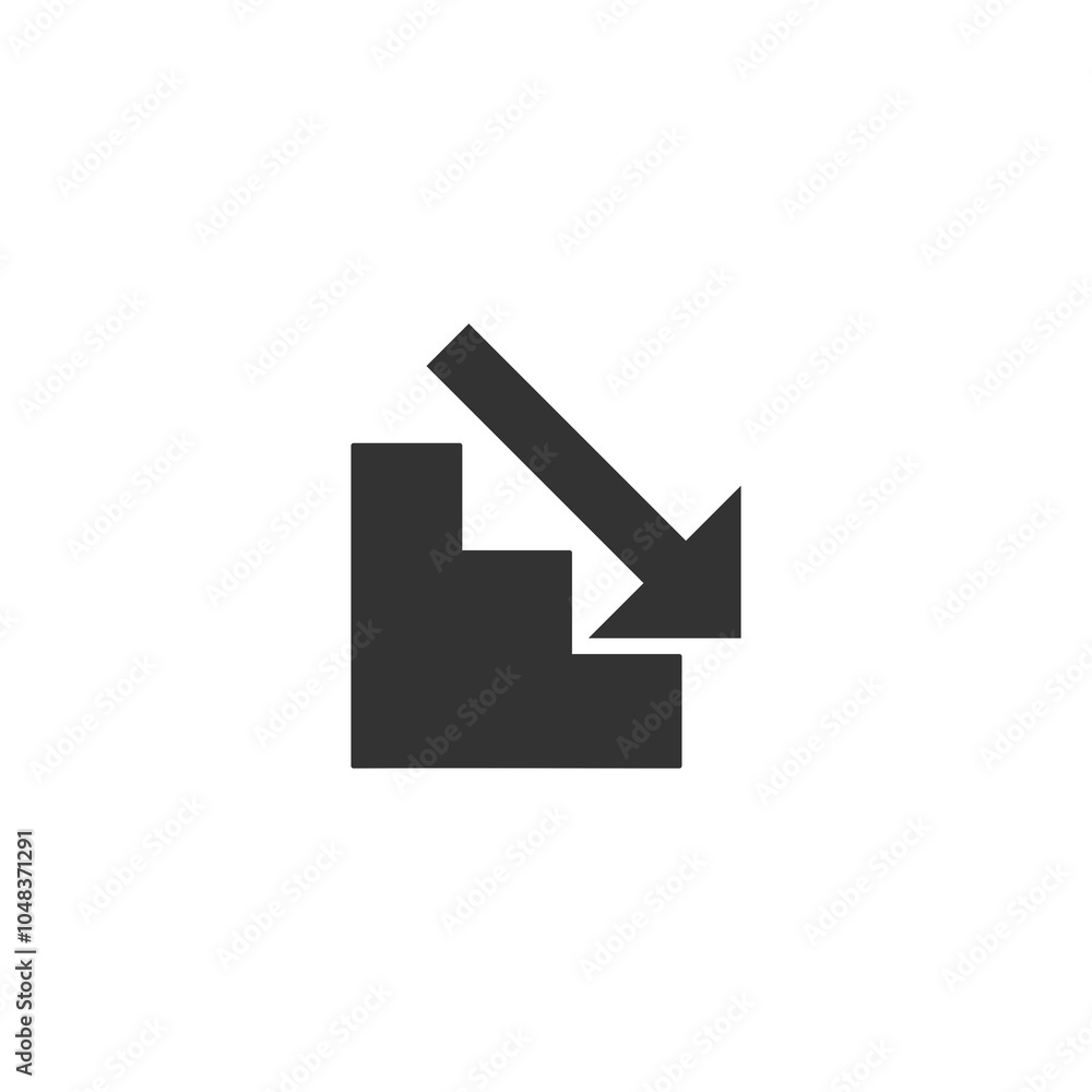 Downstairs icon. Down arrow icon isolated on transparent background Downstairs icon. Down arrow icon isolated on transparent background