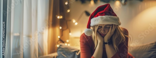 woman at christmas with negative expression photo