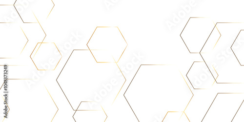 Abstract hexagon white background with shadow .golden background Futuristic blue neon honeycombs. Modern technology design. Vector illustration.	
