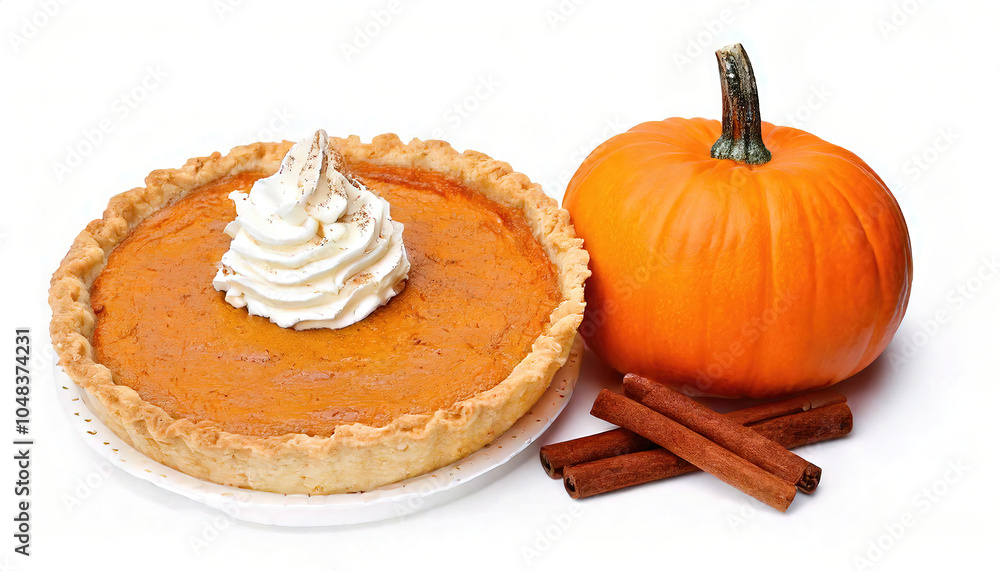 Pumpkin pie is a dessert with a spiced, custard filling generally eaten during the fall and early winter. In the United States and Canada it is usually prepared for Thanksgiving, Christmas. Isolated Pumpkin pie is a dessert with a spiced, custard filling generally eaten during the fall and early winter. In the United States and Canada it is usually prepared for Thanksgiving, Christmas. Isolated