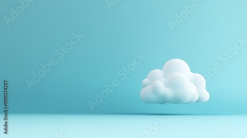 A single, white, fluffy cloud sits against a pastel blue background.