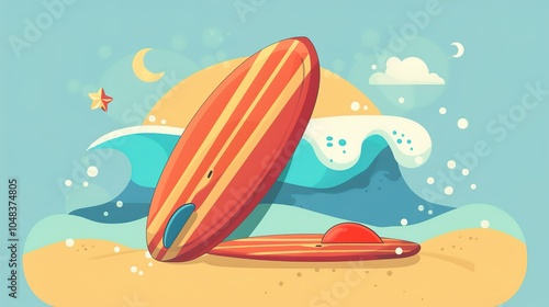 Surfing Cartoon Icon - a fun and energetic design. This icon captures the excitement of surfing with a playful illustration.