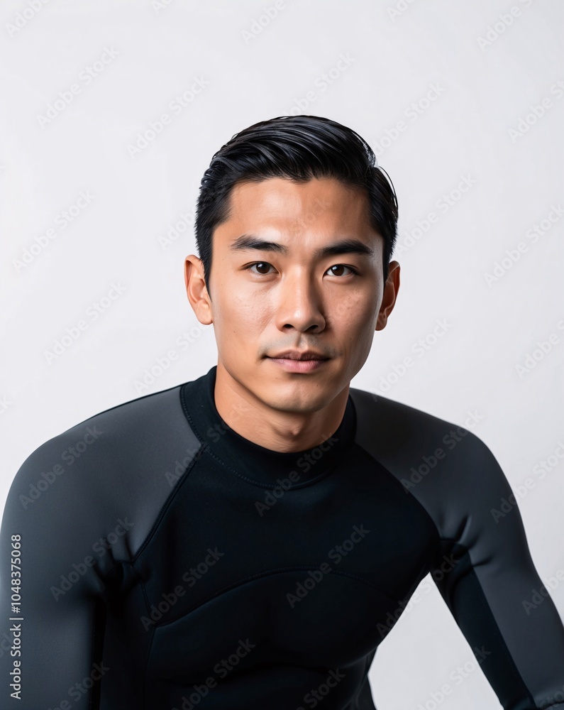 Fototapeta premium Motivated Male Diver in Close-Up Portrait