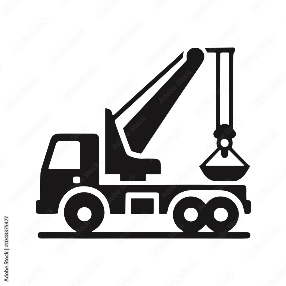 Naklejka premium Crane truck icon, representing construction and heavy machinery 