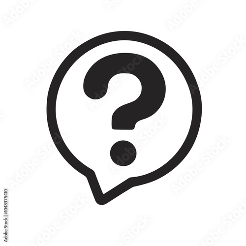 Question mark inside a speech bubble, symbolizing inquiry and communication
