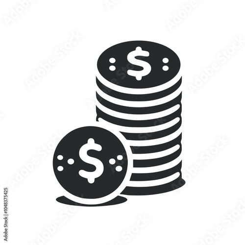 Stack of coins with dollar signs, symbolizing finance and wealth
