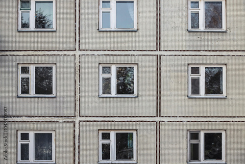 The old gray panel house. Texture and background	
 photo