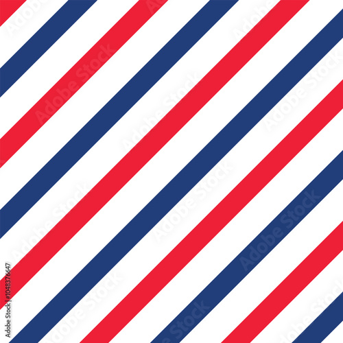 Barber shop pattern background. Red and blue diagonal lines vector. Not seamless pattern