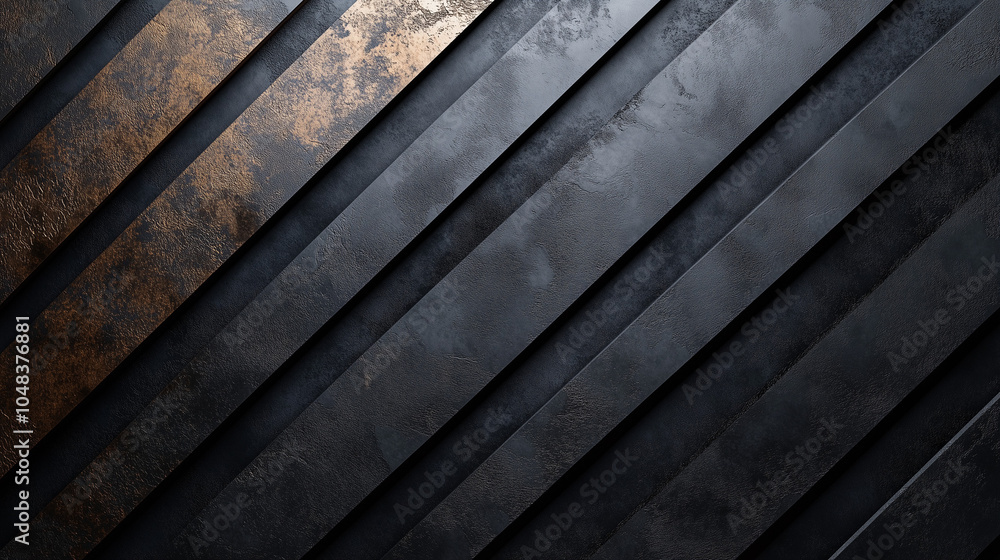 Diagonal black metal texture with bronze accents Diagonal black metal texture with bronze accents