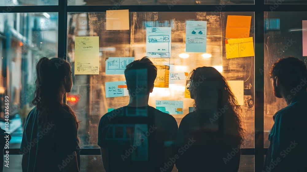 Team of entrepreneurs collaborating on financial planning in a glass-walled office Team of entrepreneurs collaborating on financial planning in a glass-walled office