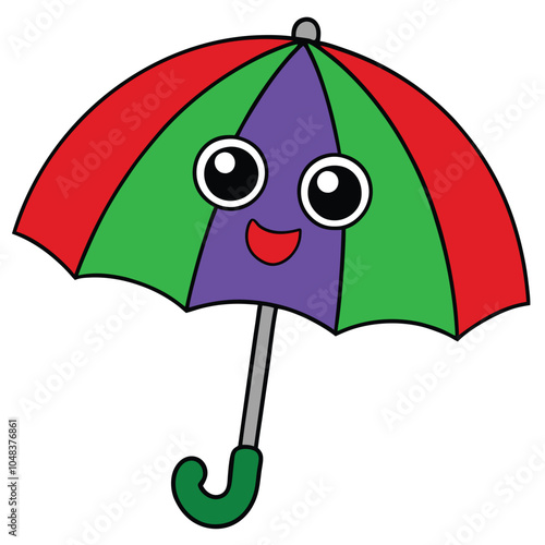 Colorful Cartoon Umbrella with Eyes – Fun Vector for Kids