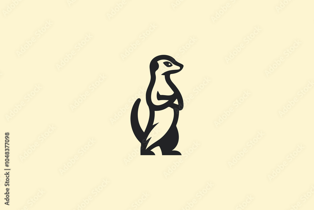Fototapeta premium Stylized meerkat stands alert on two legs, minimalist design