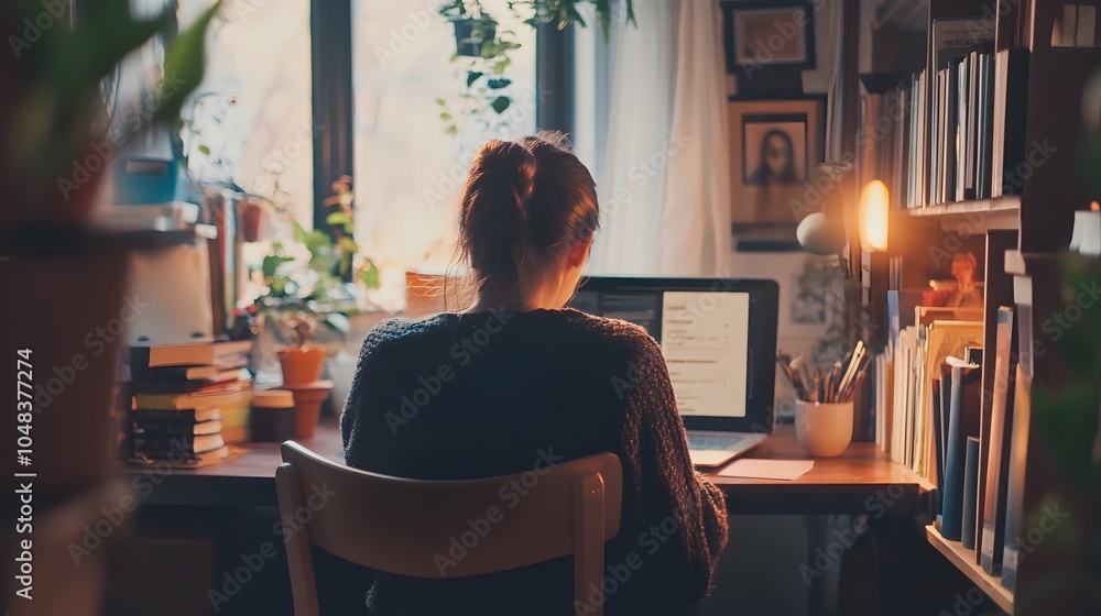 Entrepreneur sitting in a minimalist workspace working on branding Entrepreneur sitting in a minimalist workspace working on branding