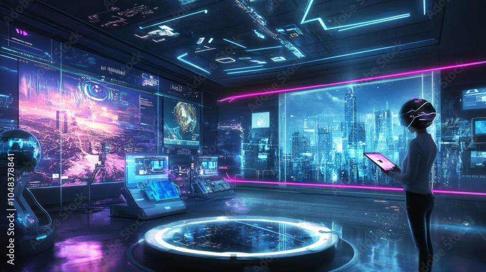 scene of a futuristic virtual studio setup scene of a futuristic virtual studio setup