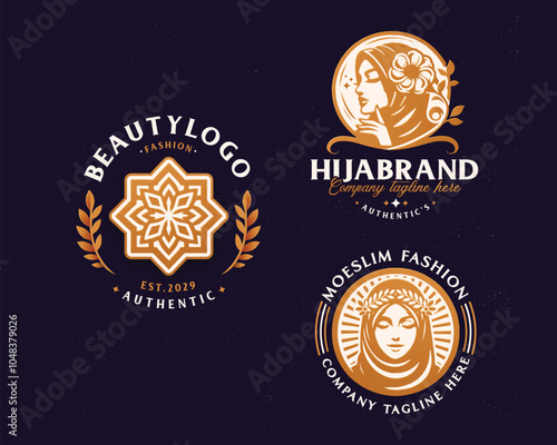 Beauty royal luxury arabic hijab woman logo design for business company