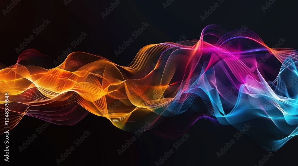 Fototapeta premium Abstract Swirling Waves of Vibrant Colors Against a Dark Background