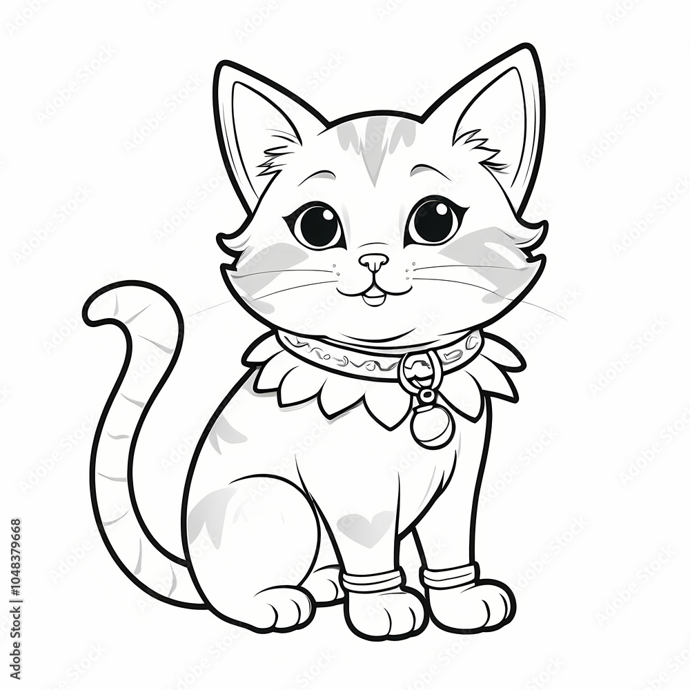 Obraz premium Cute Christmas Cat Coloring Page