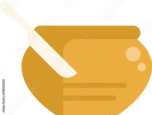 This icon of a butter dish with a knife spreading butter is perfect for websites and apps that need a simple and recognizable way to represent butter