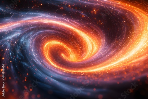 Vibrant cosmic swirl: energetic colors meet galactic motion in a dynamic abstract universe