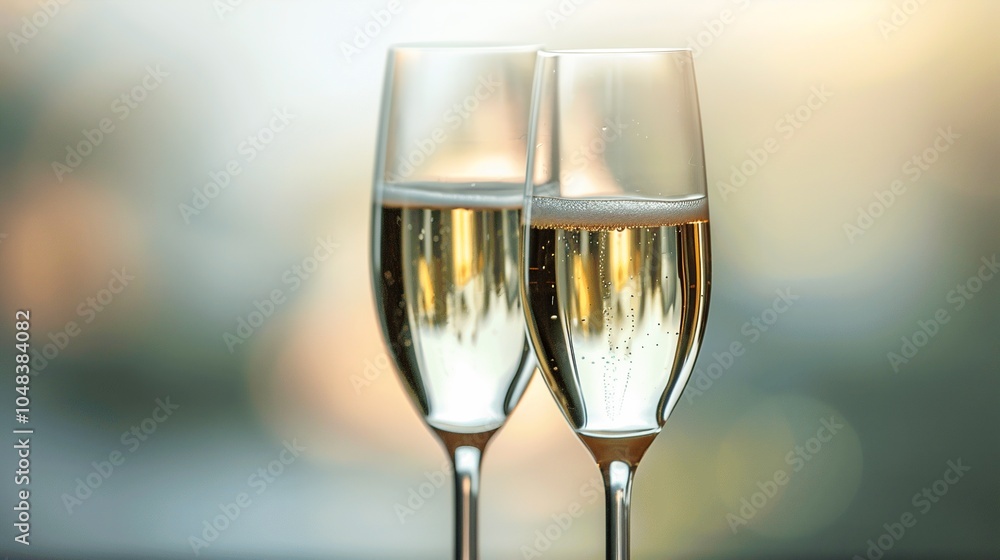 Toasting with Sparkling Wine in Elegant Glasses Toasting with Sparkling Wine in Elegant Glasses