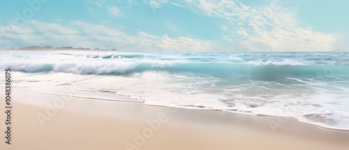 Soft wave of the sea on the sandy beach. Seascape background