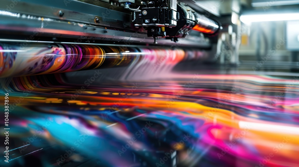 Fototapeta premium Close-up of Colorful Printing Press with Ink and Paper