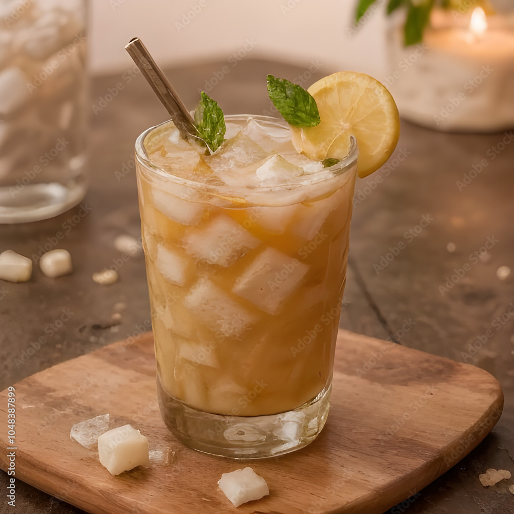 Fototapeta premium glass of lemonade close up food photography