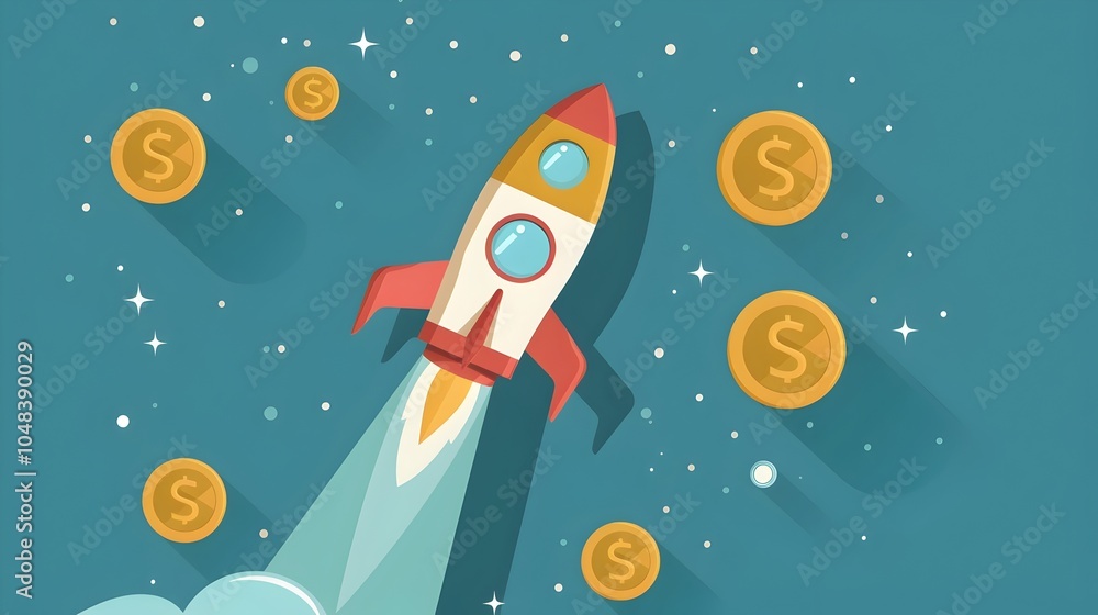 Rocket Launch Symbolizing Startup Business Venture Financing and Growth Rocket Launch Symbolizing Startup Business Venture Financing and Growth