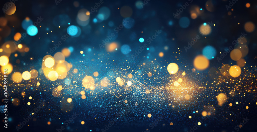 mesmerizing display of shimmering bokeh lights in blue and gold hues creates magical atmosphere, perfect for festive celebrations or artistic backgrounds mesmerizing display of shimmering bokeh lights in blue and gold hues creates magical atmosphere, perfect for festive celebrations or artistic backgrounds