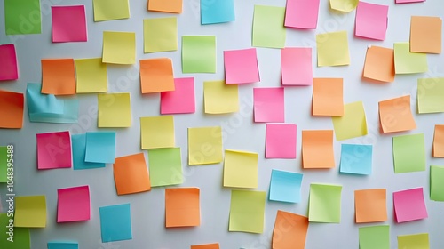 Colorful Sticky Notes on a White Wall Background