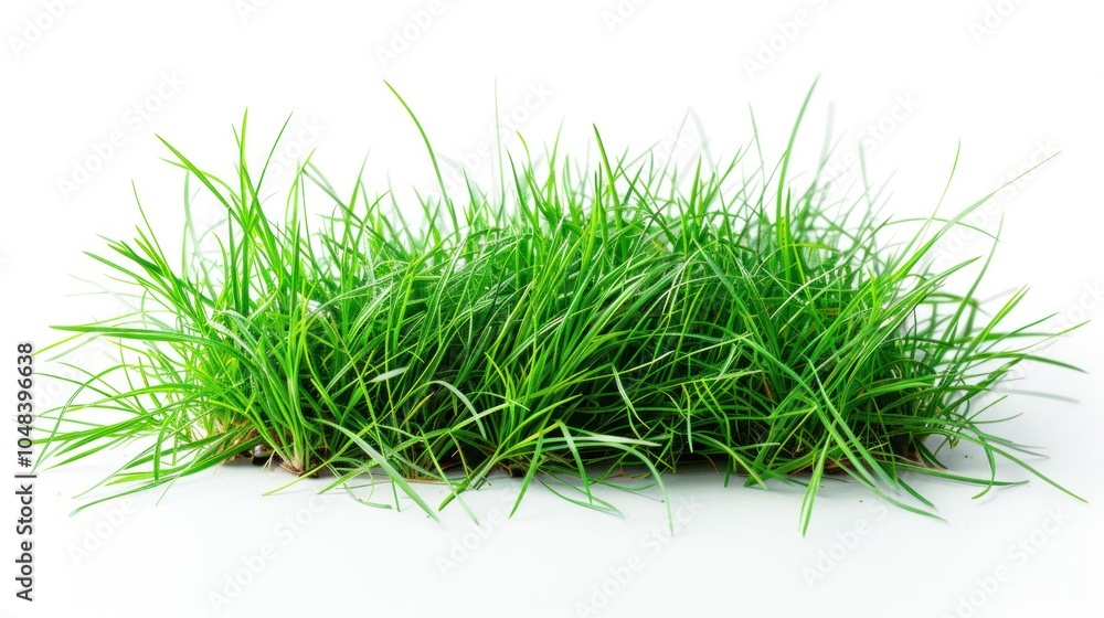 Lush Green Grass Patch Isolated on White Background Lush Green Grass Patch Isolated on White Background