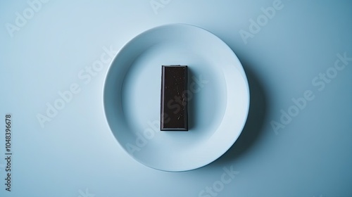 Dark Chocolate on Plate with Minimalist Background