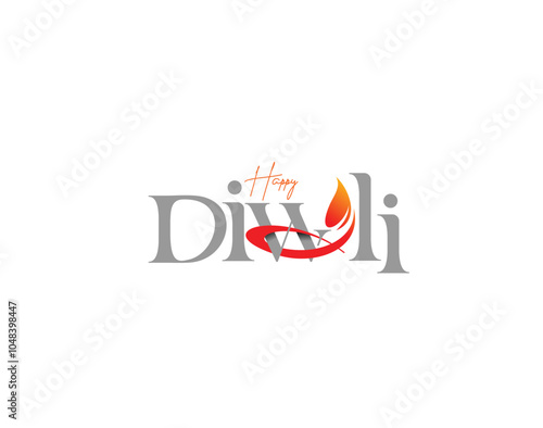 Happy Diwali Text Poster Design. Abstract vector illustration.
