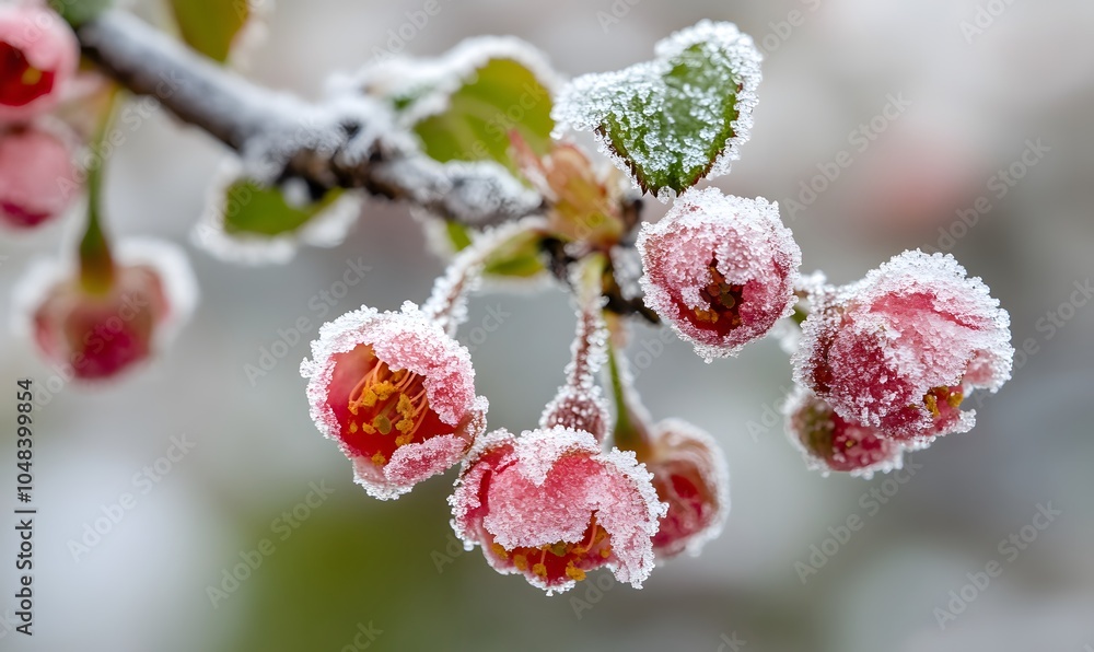 winter plum blossoms covered with snow, Generative AI winter plum blossoms covered with snow, Generative AI
