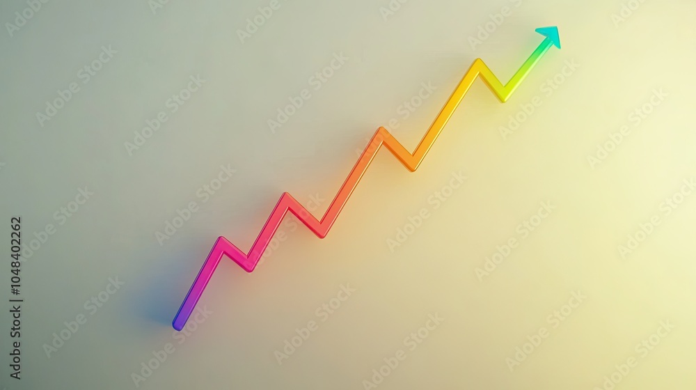 Colorful Increasing Trendline with Arrow Pointing Upwards Colorful Increasing Trendline with Arrow Pointing Upwards